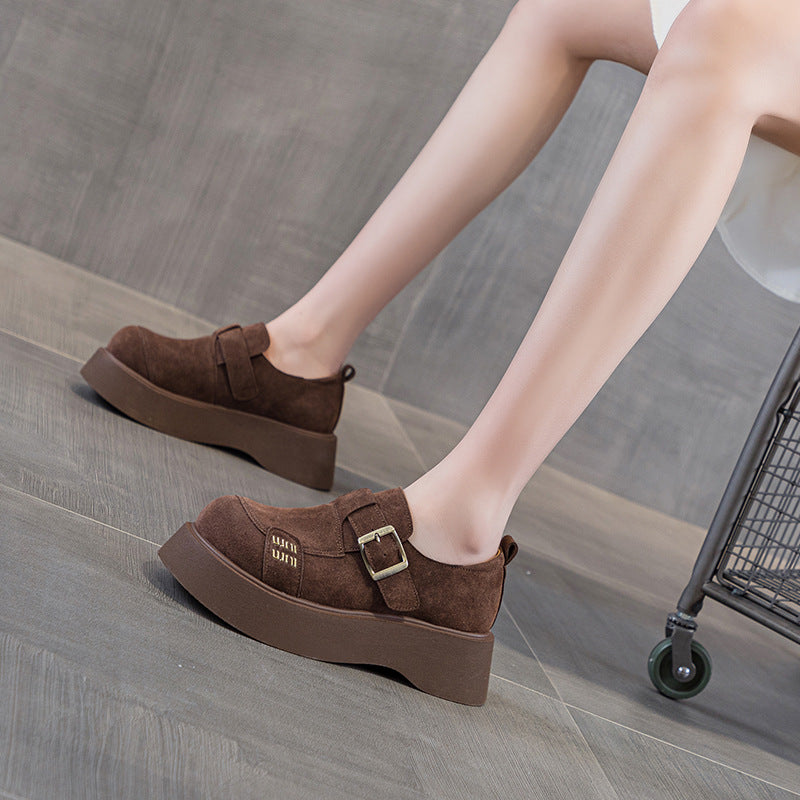 Women's Korean Thick Bottom Increased Big Head Slip-on Small Women's Casual Shoes