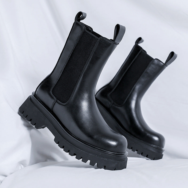 Round Head Trendy High Top Platform Slip-on Boots