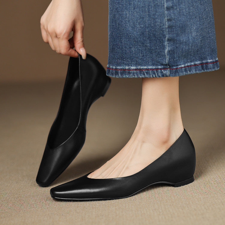 Women's Elegant Wedge Low Spring Square Toe Low-cut Men's Shoes