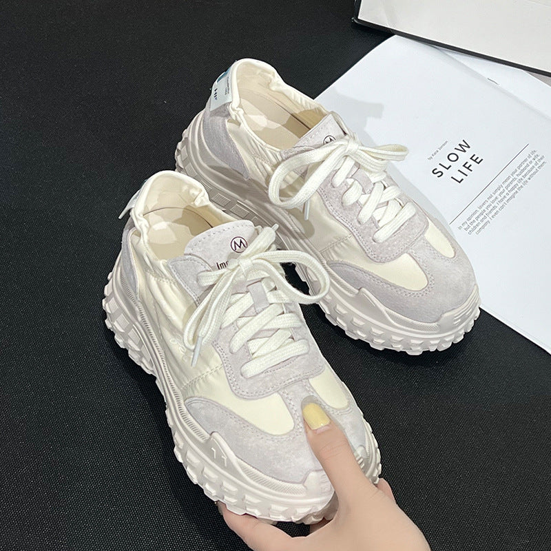 Women's Platform Ballet Style Training Breathable Small-sized White Sports Dad Women's Casual Shoes