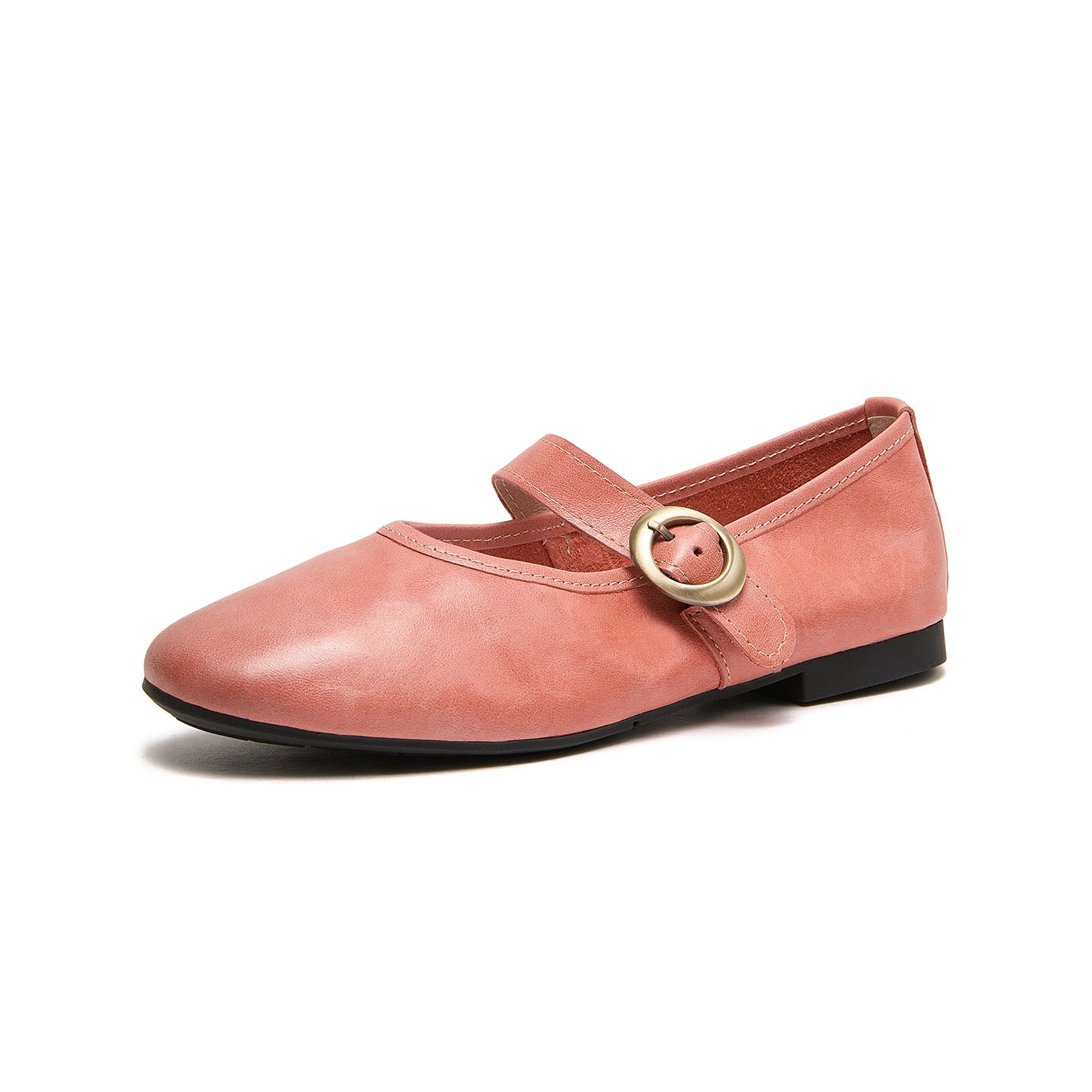 Women's Genuine Mary Jane Pointed Buckle Pink Soft Bottom Women's Casual Shoes