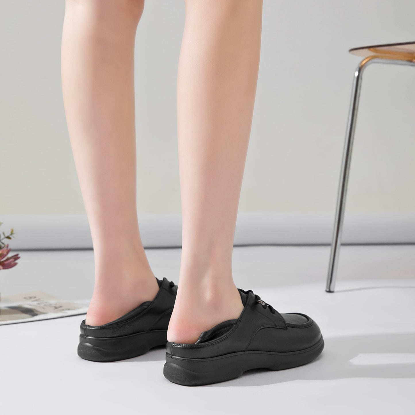 Women's Soft Pumps Spring Black Comfortable Platform Loafers