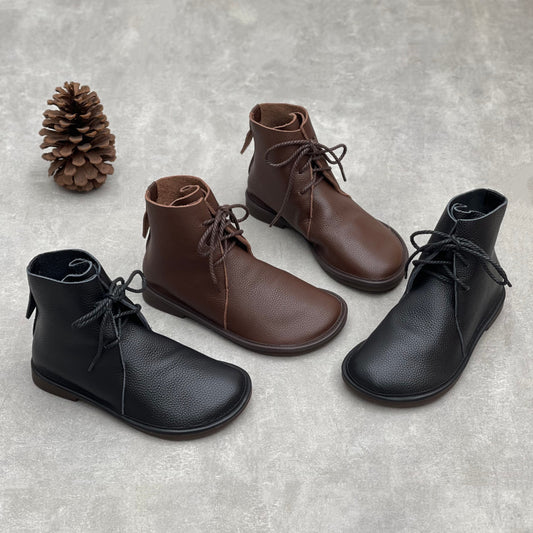Round Toe British Style Artistic Lace Up Boots