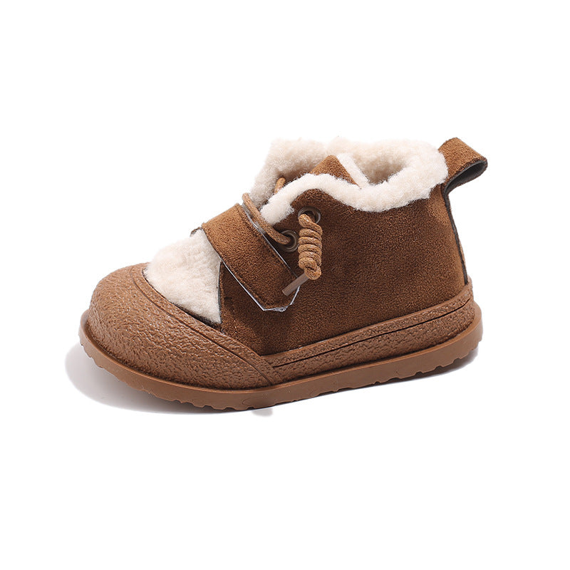 Children's Winter Cotton Velcro Suede Soft Bottom Kid's Shoes