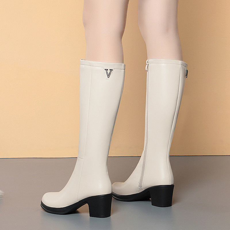 Middle Tube Thick Wool Female Mom Boots