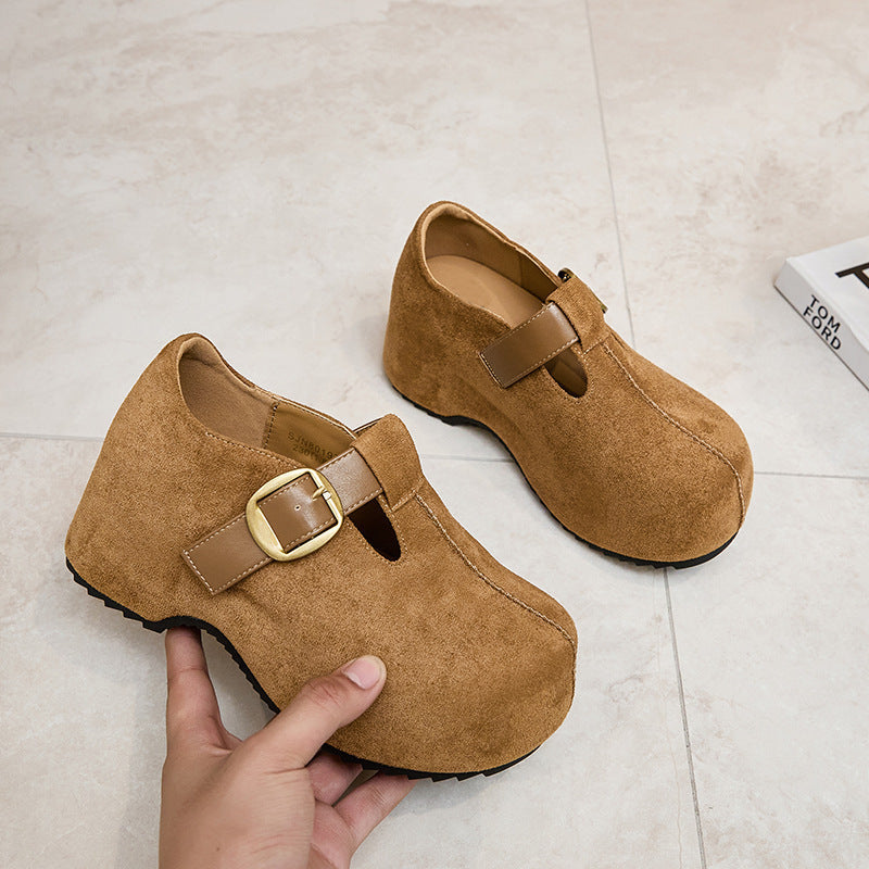 Genuine Platform Peas Fleece-lined Big Toe Pumps Women's Casual Shoes