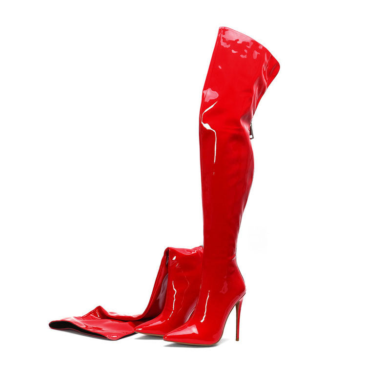 Women's Toe Back Zipper Stiletto Stovepipe Over The Heels