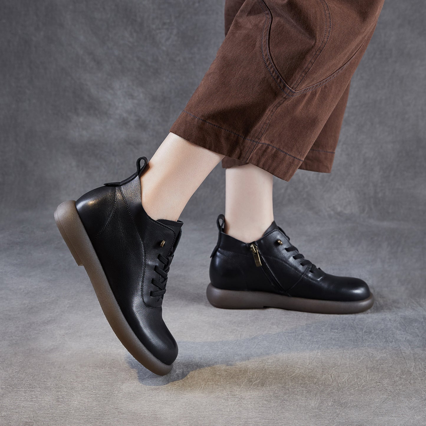 Women's Genuine Soft Bottom Surface Flat Ankle Comfortable Single Tendon Leisure Women's Leather Boots