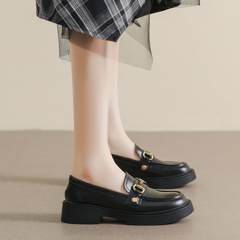 Women's Authentic British Style Black Platform Oversized Women's Casual Shoes