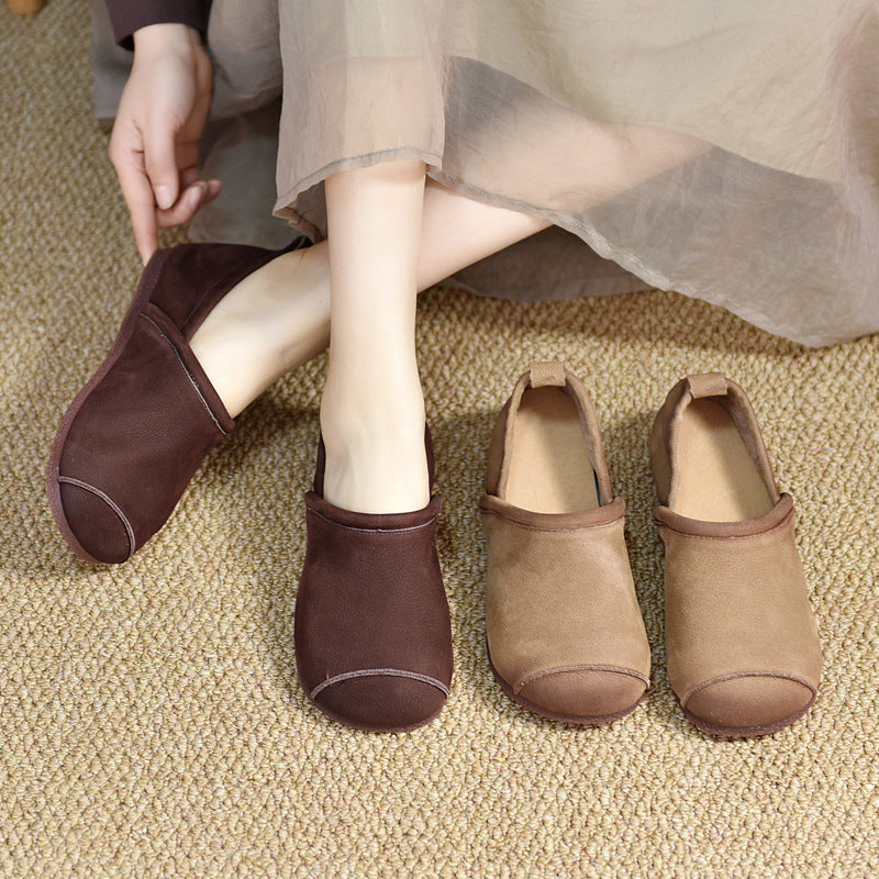 Women's Pumps Retro Slip-on Flat Round Toe Women's Shoes