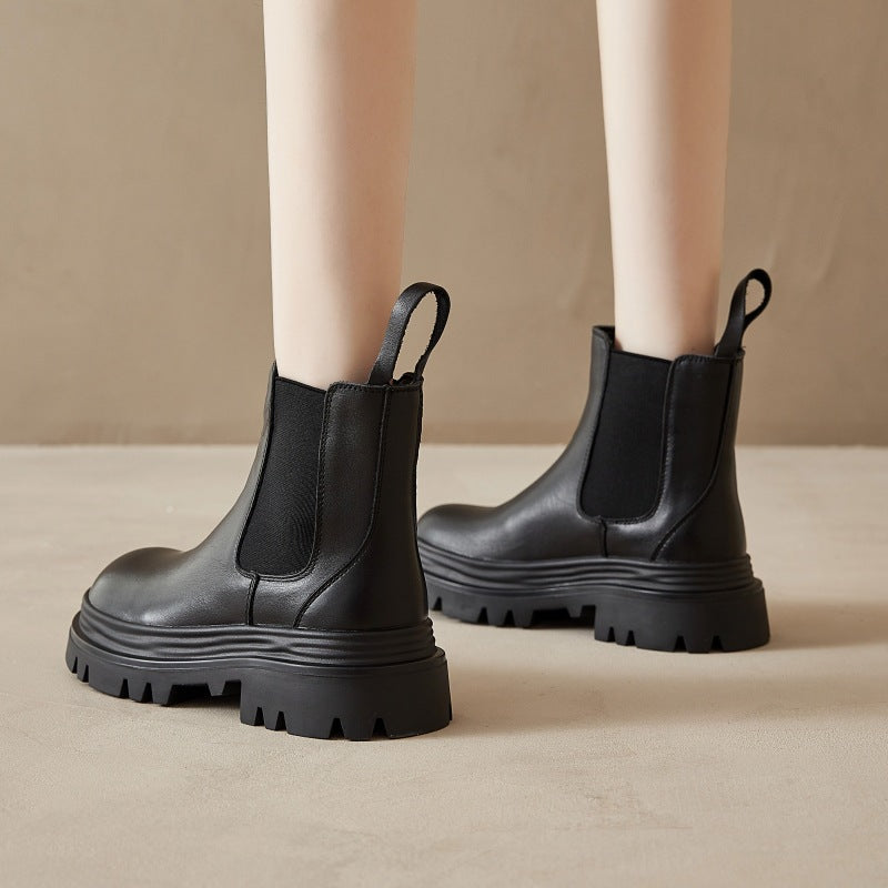 Women's Short Platform Smoke Pipe Chelsea Height Boots