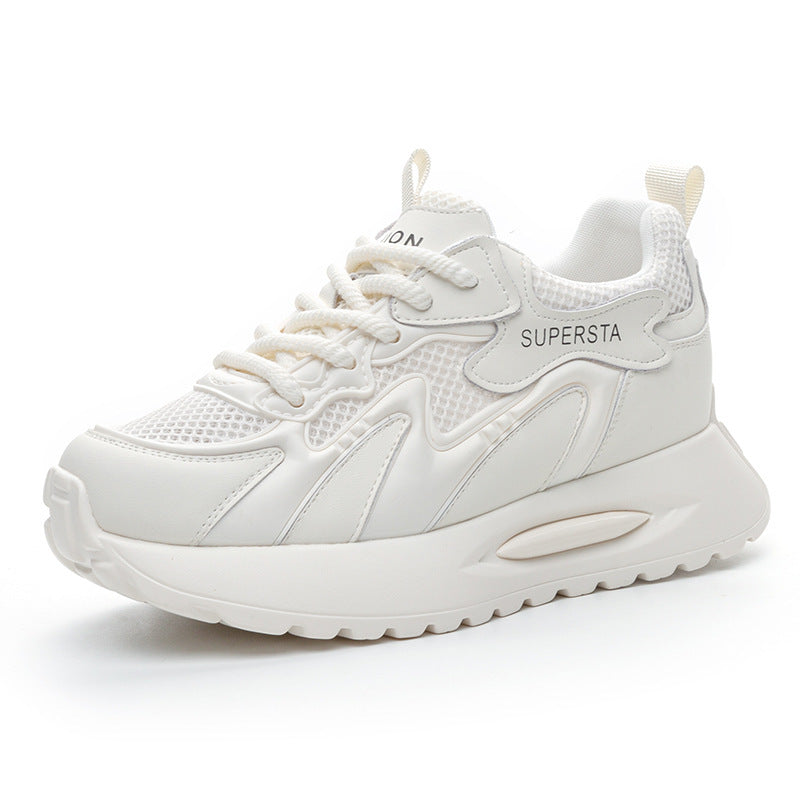 Genuine Mesh Surface Platform Height Increasing Insole Women's Casual Shoes