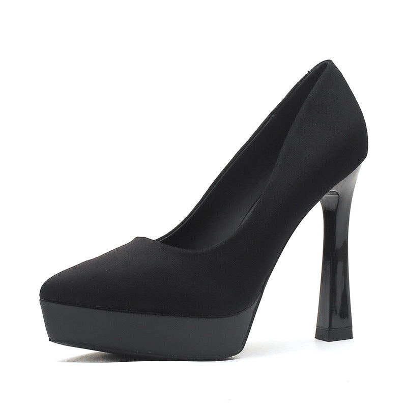 Print Suede High Pointed Stiletto Waterproof Platform Super Not Tired Heels