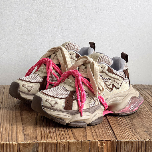 Women's Retro Clunky Thick-soled Suede Warm Binding Contrast Women's Sports Shoes