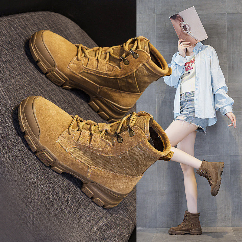 Women's Fashion Winter Versatile Short British Style Women's Leather Boots