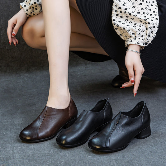 Women's Autumn Genuine Thick Soft Bottom Retro Style Washed First Layer Women's Fashion Shoes