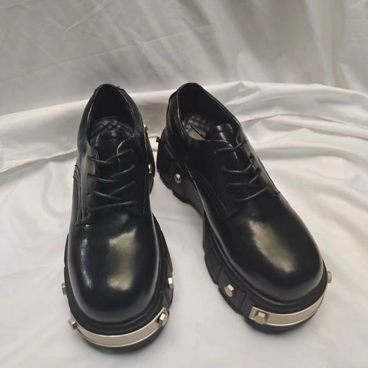 Cowhide Metal Rivet Fashion Iron Element Men's Casual Leather Shoes