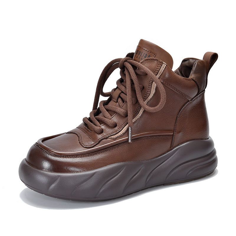 Cotton Fleece-lined Thick Top Layer Cowhide Boots