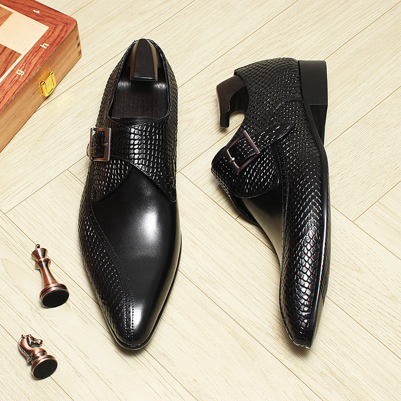 Men's Buckle European Fashion Formal Wear British Pointed Monk Men's Shoes