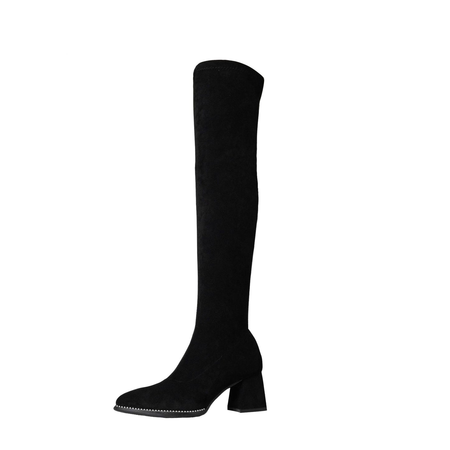 Women's Stretch Skinny Chunky High Pointed Toe Heels