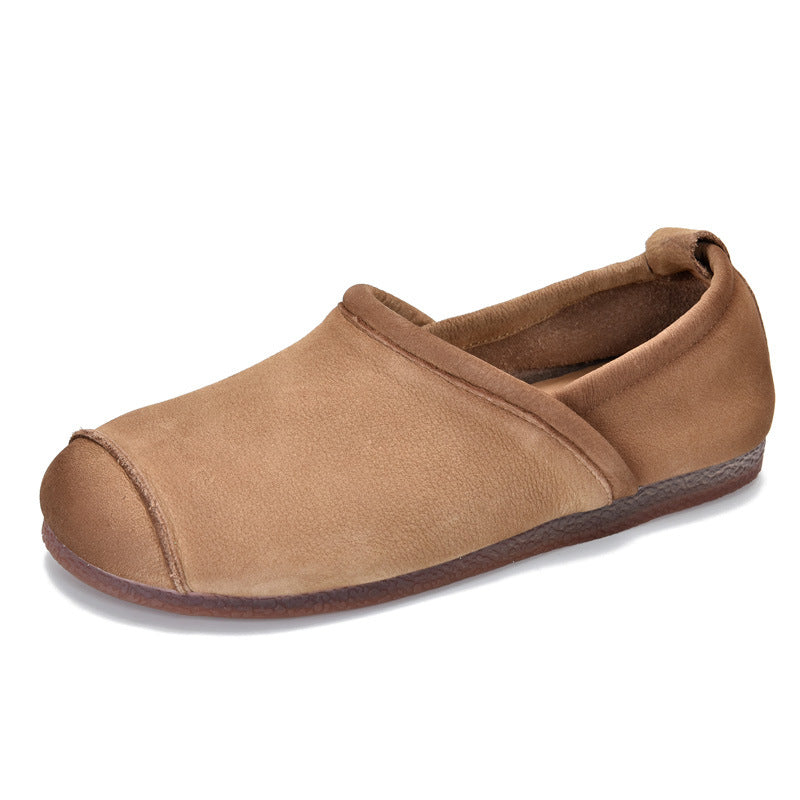Women's Pumps Retro Slip-on Flat Round Toe Women's Shoes