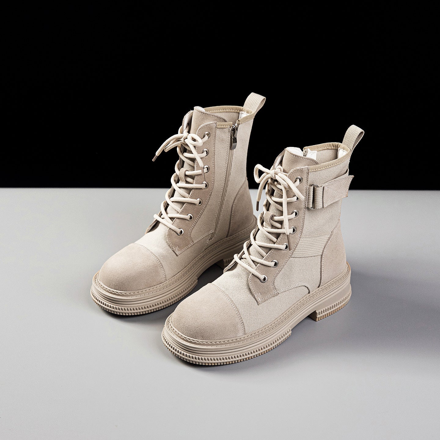 Women's Summer Thin Breathable Lace Up Round Toe Side Women's Leather Boots