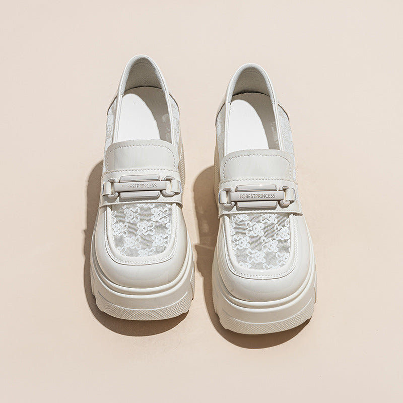 Women's Spring Breathable Mesh Preppy Style Height Increasing Women's Fashion Shoes