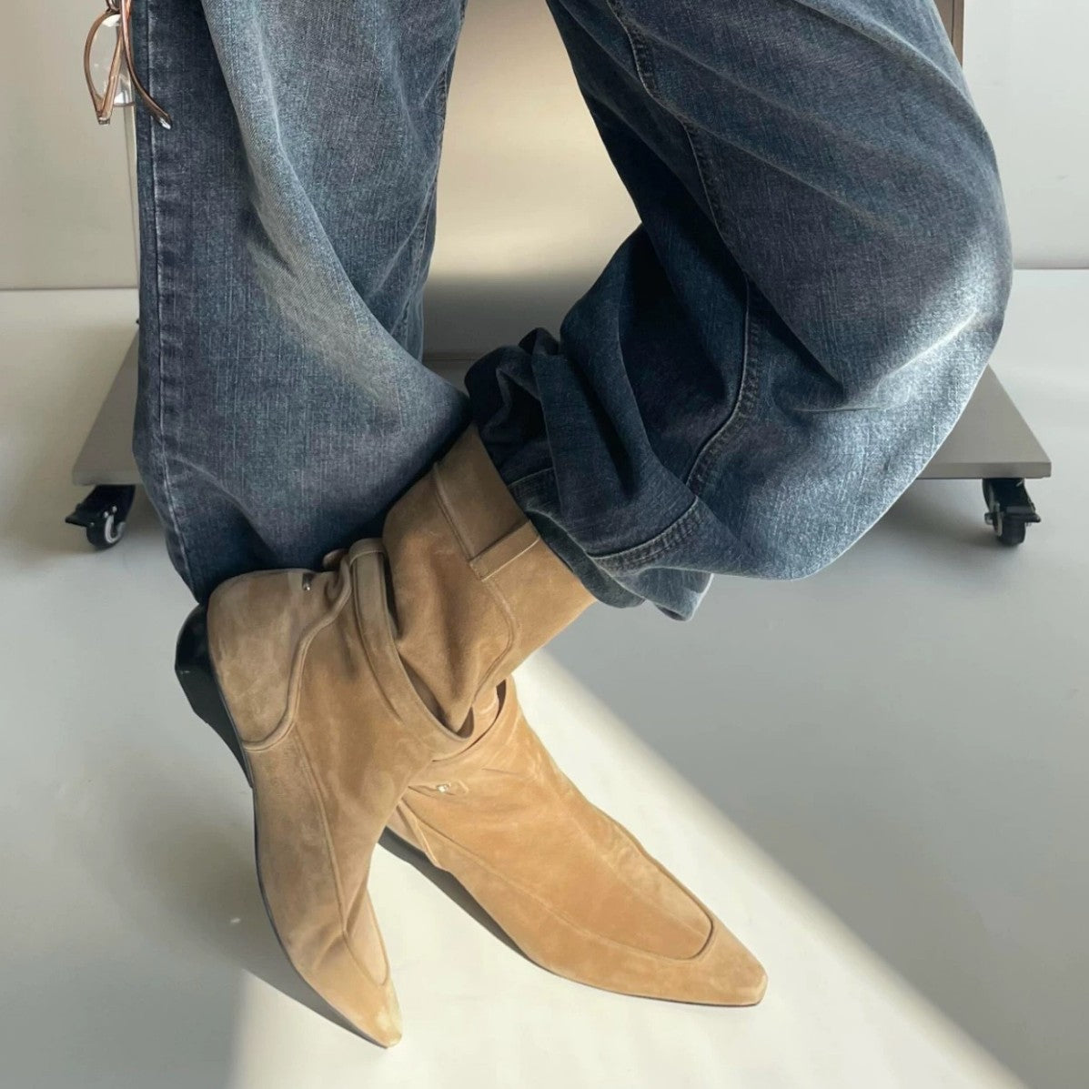 Women's Retro Minority Pointed Toe Wedge Western Cowboy For Boots