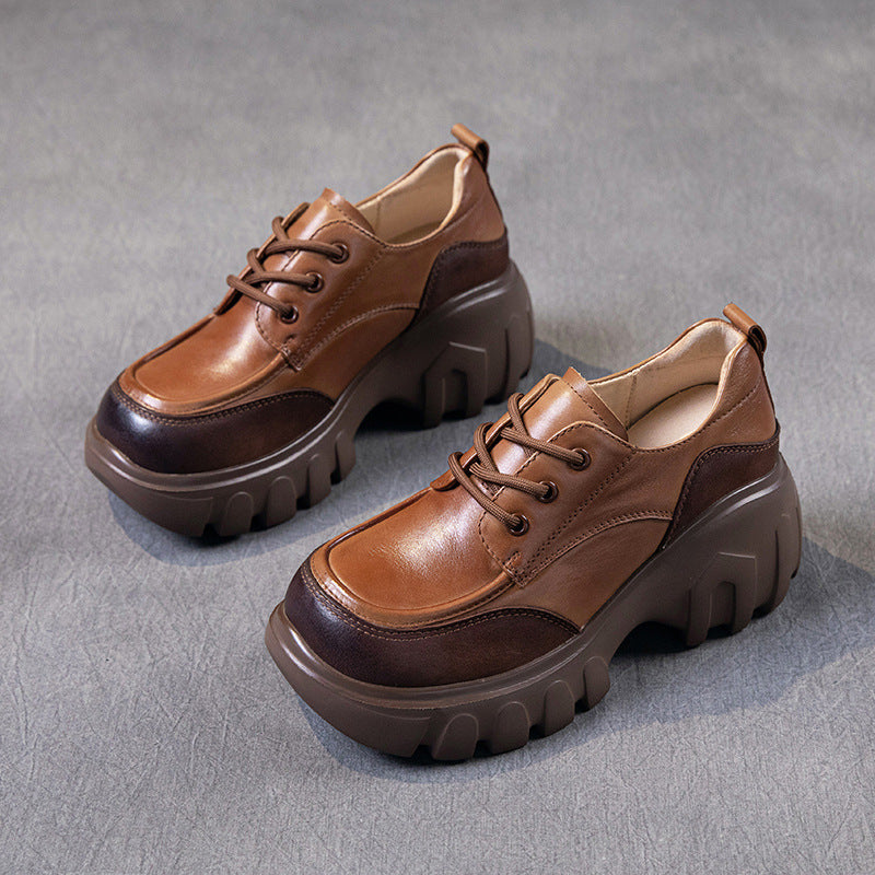 Women's Cowhide Autumn Genuine Korean Style Platform Casual Shoes