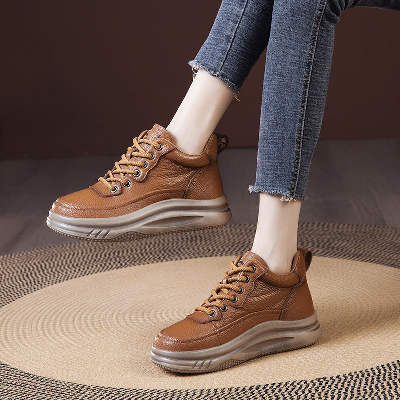 Women's German Training Spring Platform Vintage Fleece-lined Flat Lace Women's Sports Shoes