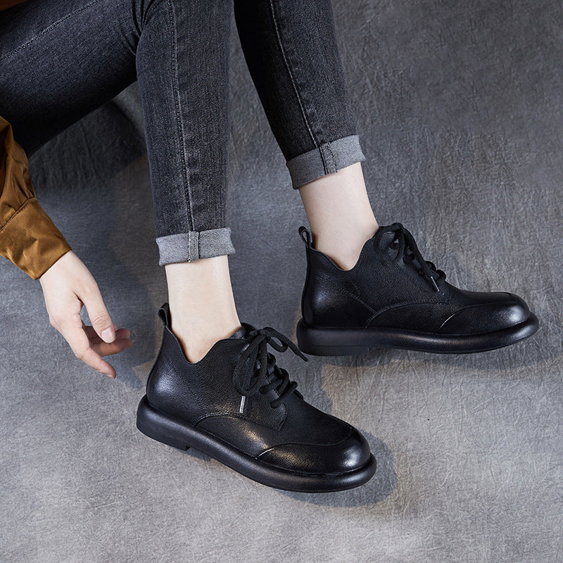 Women's Genuine England Style Martin V Cut Lace Up Booties Ankle Women's Leather Boots