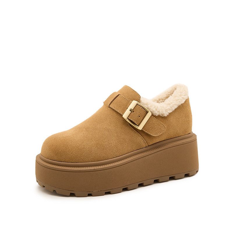 Platform Peas Fleece-lined Big Toe Pumps Loafers