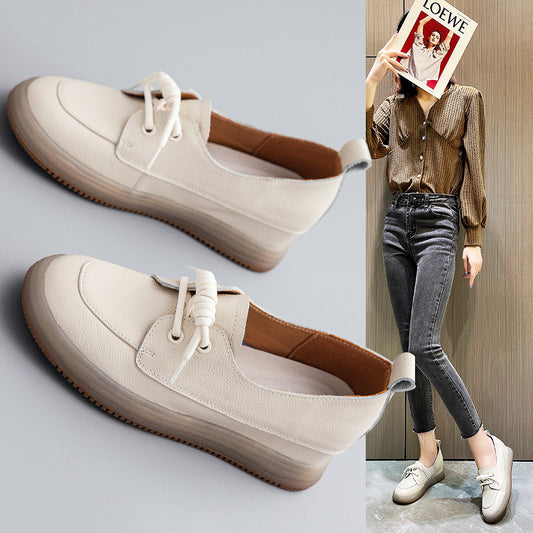 Women's White Genuine Covering Foot First Layer Cowhide Women's Shoes