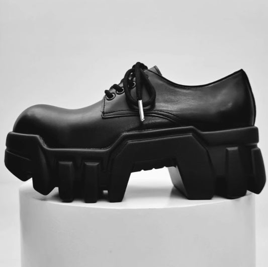 Men's Platform Bulldozer Derby Trendy Niche High-grade Height Increasing Men's Casual Leather Shoes