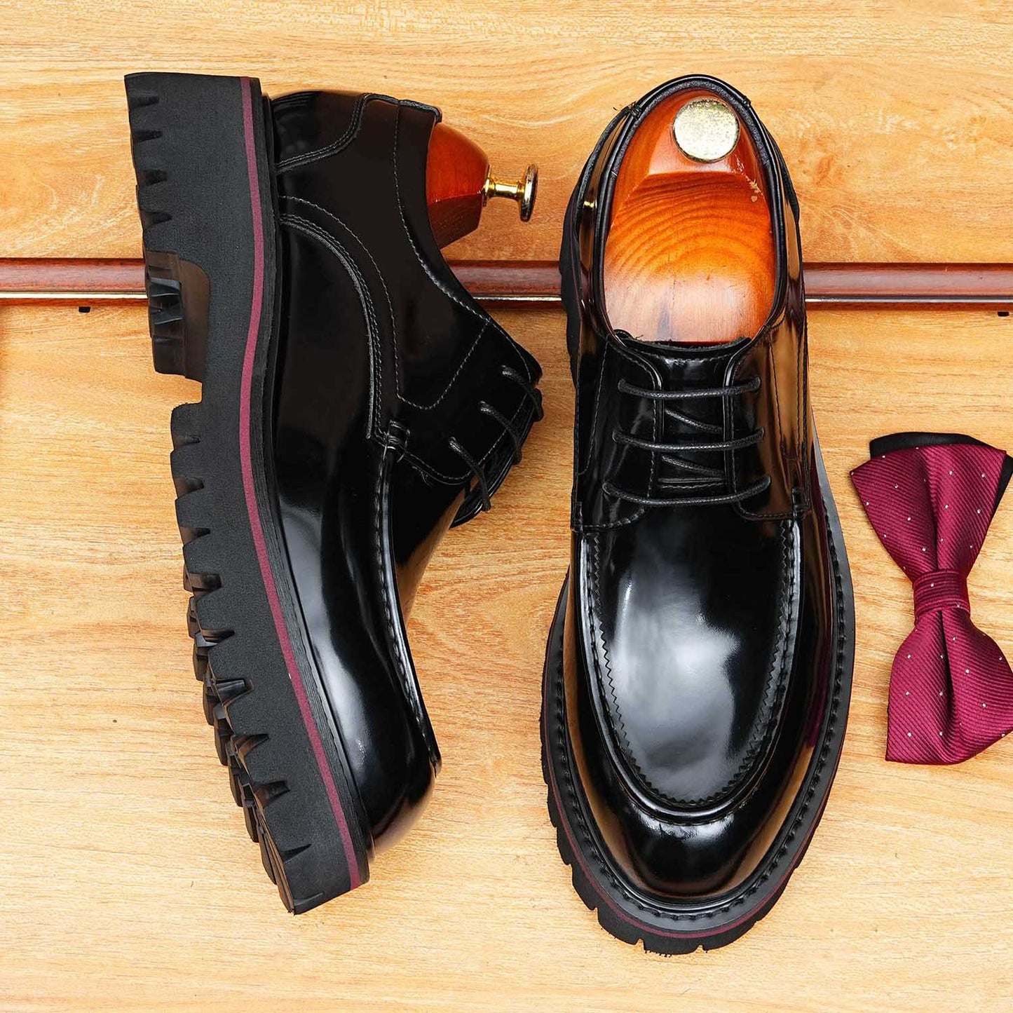 Men's Toe Glossy Formal Wear Business Raise The Bottom Men's Casual Leather Shoes