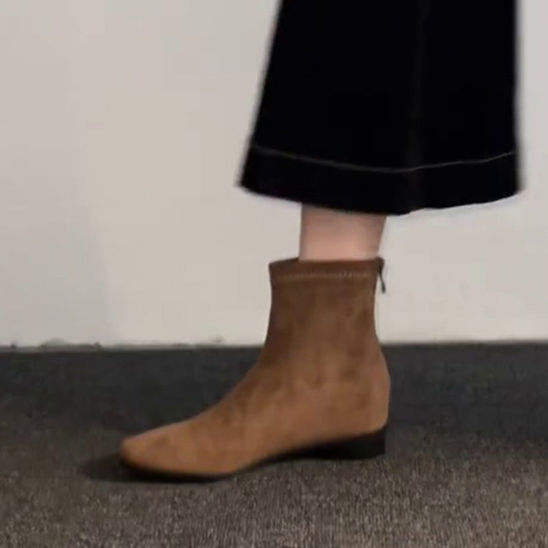 Women's Increasing Insole Korean Style Retro Ankle Elegant Suede Skinny Women's Leather Boots