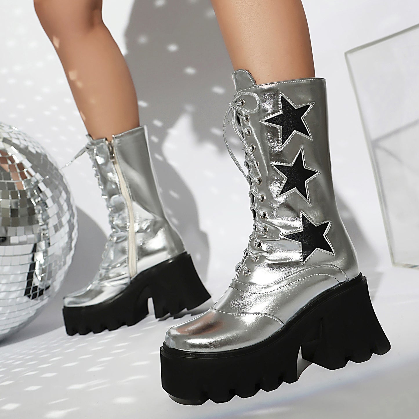 Women's Knight Plus Size Punk Handsome Platform Women's Leather Boots