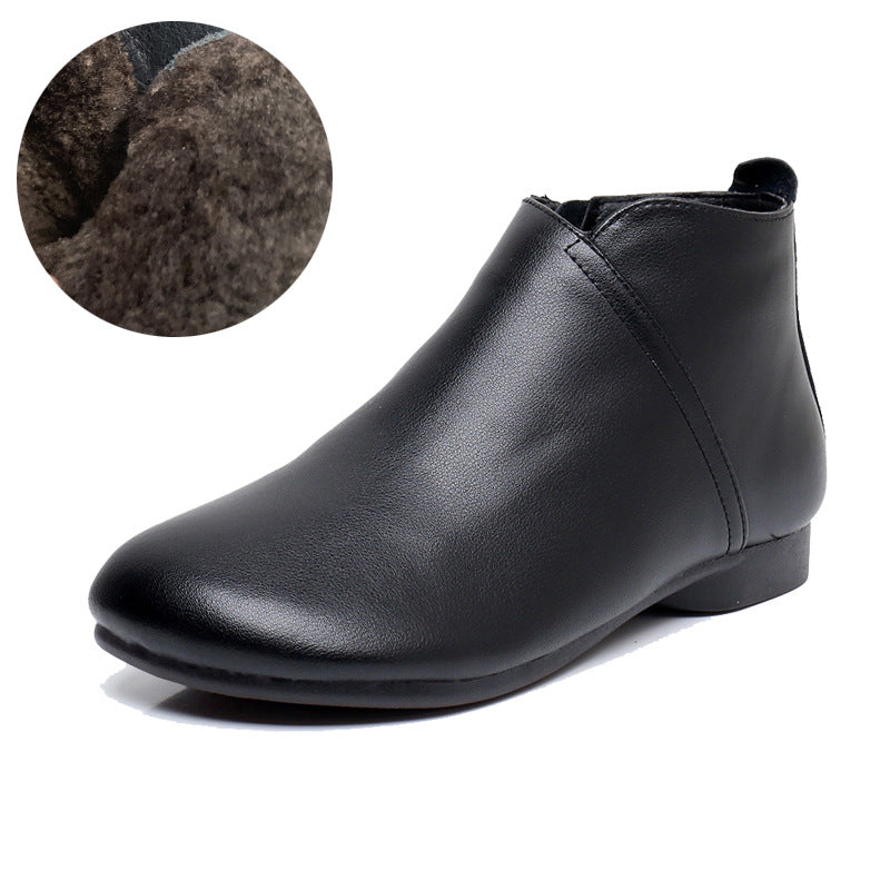 Women's Toe Flat Mom Winter Fleece Lined Women's Shoes