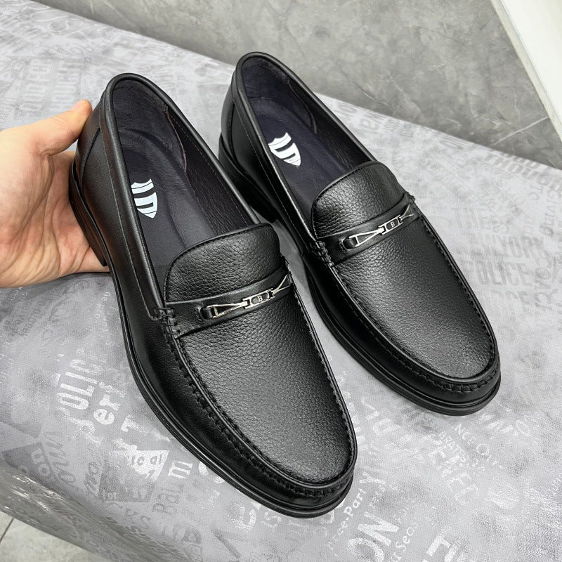Men's First Layer Cowhide Dress Slip-on Fashion Soft Bottom Casual Shoes