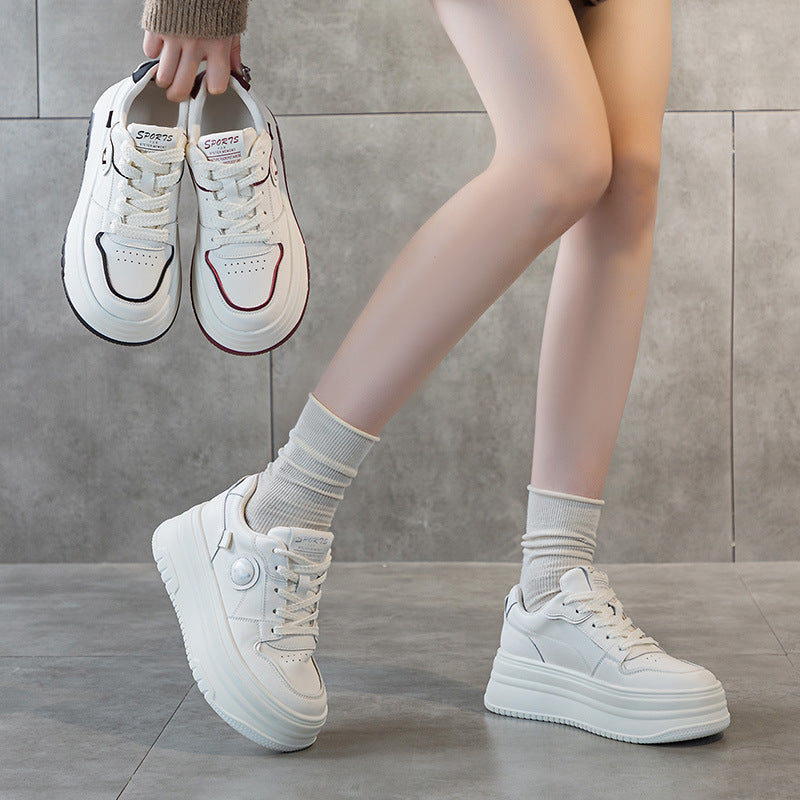 Women's Height Increasing Insole Thickened White Versatile Sneakers