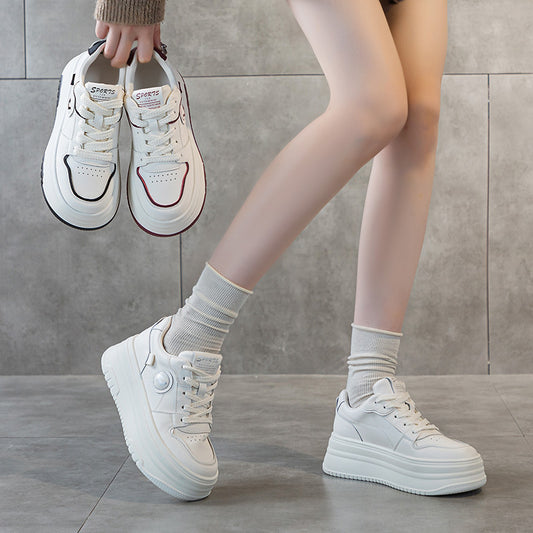 Women's Height Increasing Insole Thickened White Versatile Sneakers