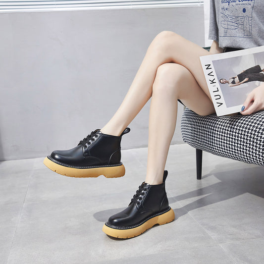Women's Big Toe Small British Style Thick Boots