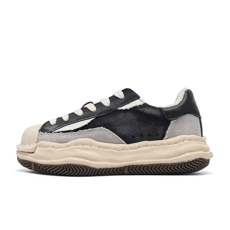 Women's & Men's Retro Distressed Color Matching Shell Toe Dissoed Platform Height Men's Board Shoes