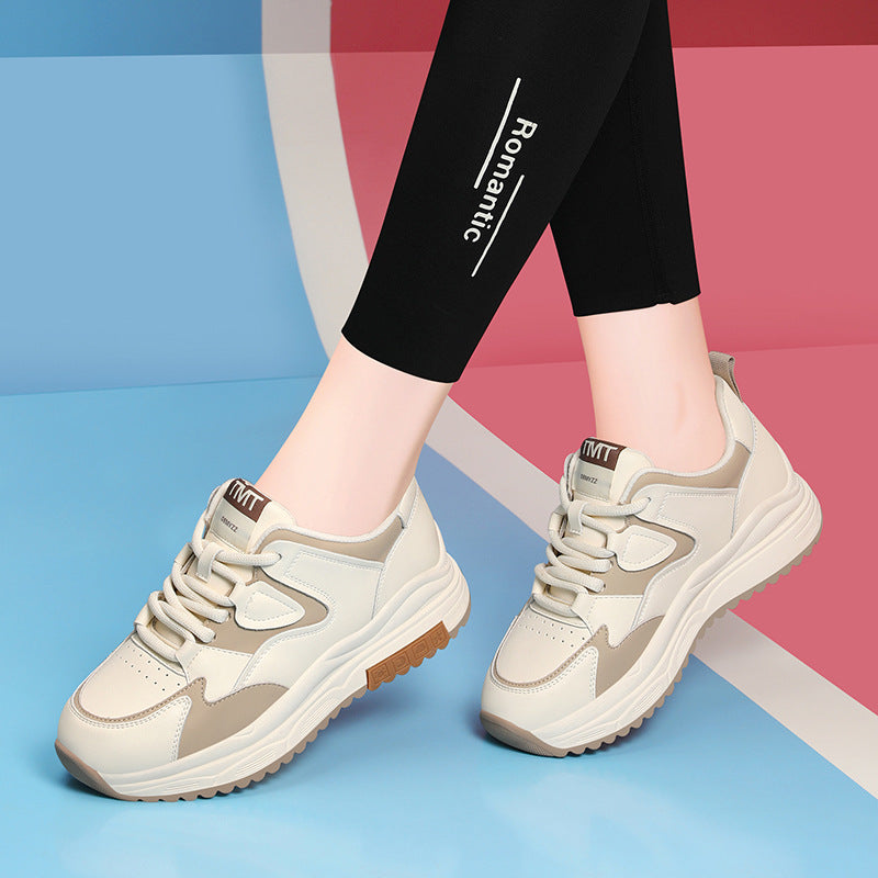 Women's Sports Genuine Retro Fashion Board Thick-soled Sneakers
