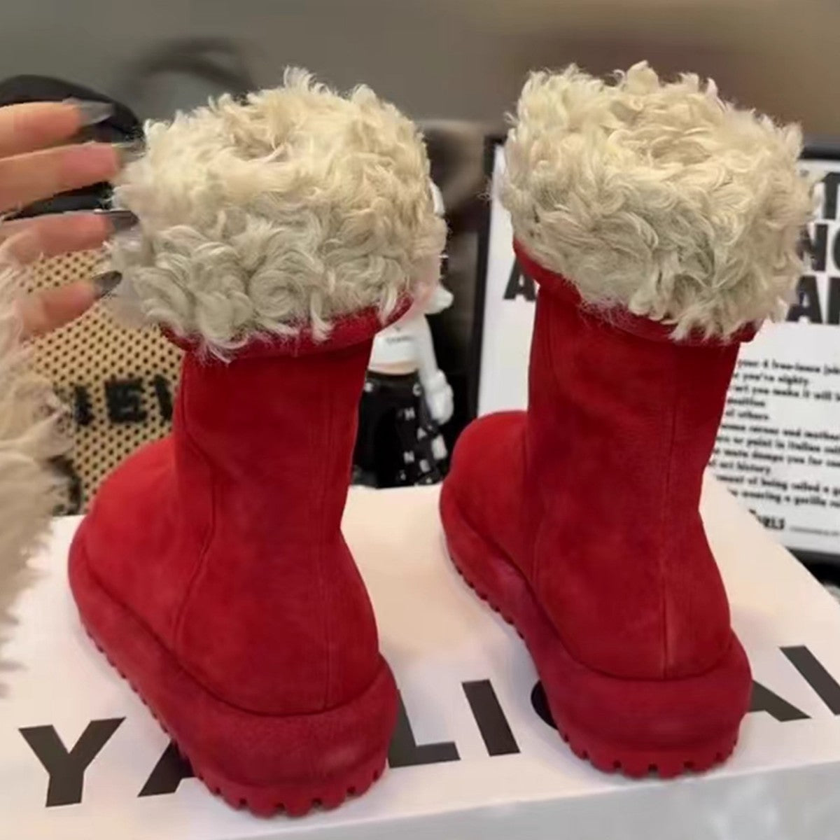 Women's Goods Thick-soled Long Winter Lamb Wool Women's Snow Boots