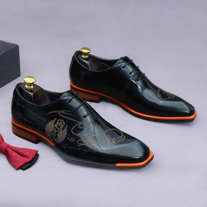 Men's Formal Wear Oxford Cowhide Paint Glossy Men's Business Leather Shoes