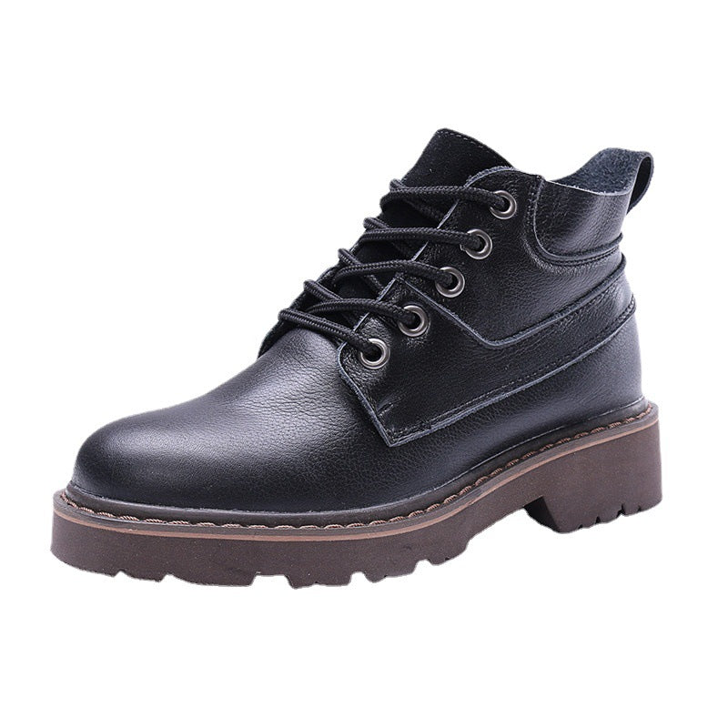 Women's & Men's Couple Motorcycle Genuine Outdoor Martin Cowhide Boots