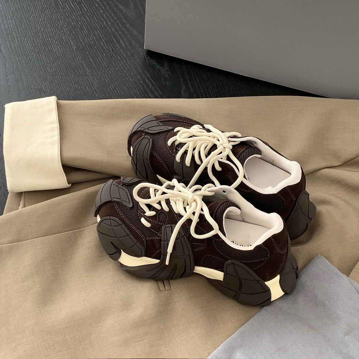 Women's High-rise Hot Octopus Dad Stitching Thick-soled Sneakers