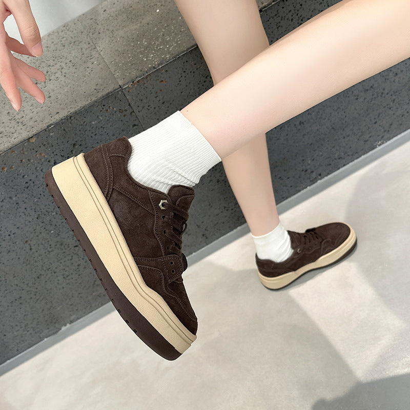 Women's Thick-soled Winter Small Height Increasing Platform Lace Women's Cotton Shoes