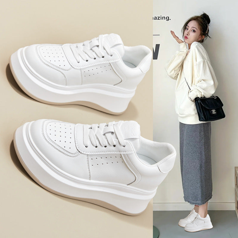 Muffin Platform White Korean Style Versatile Stylish Height Sneakers
